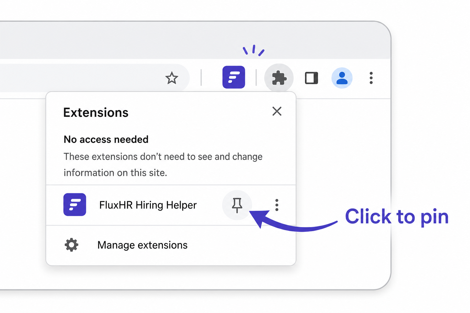 How to pin the FluxHR extension to Chrome toolbar